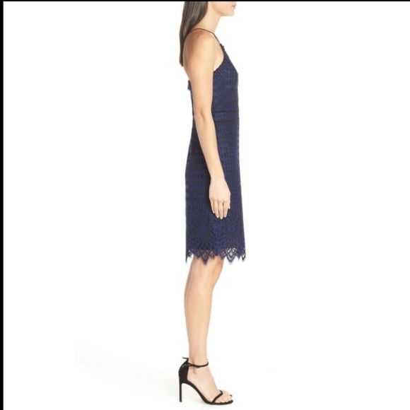 COPY - HARLYN Contrast Chiffon Lace Halter Body-con Dress XL - Picture 3 of 6